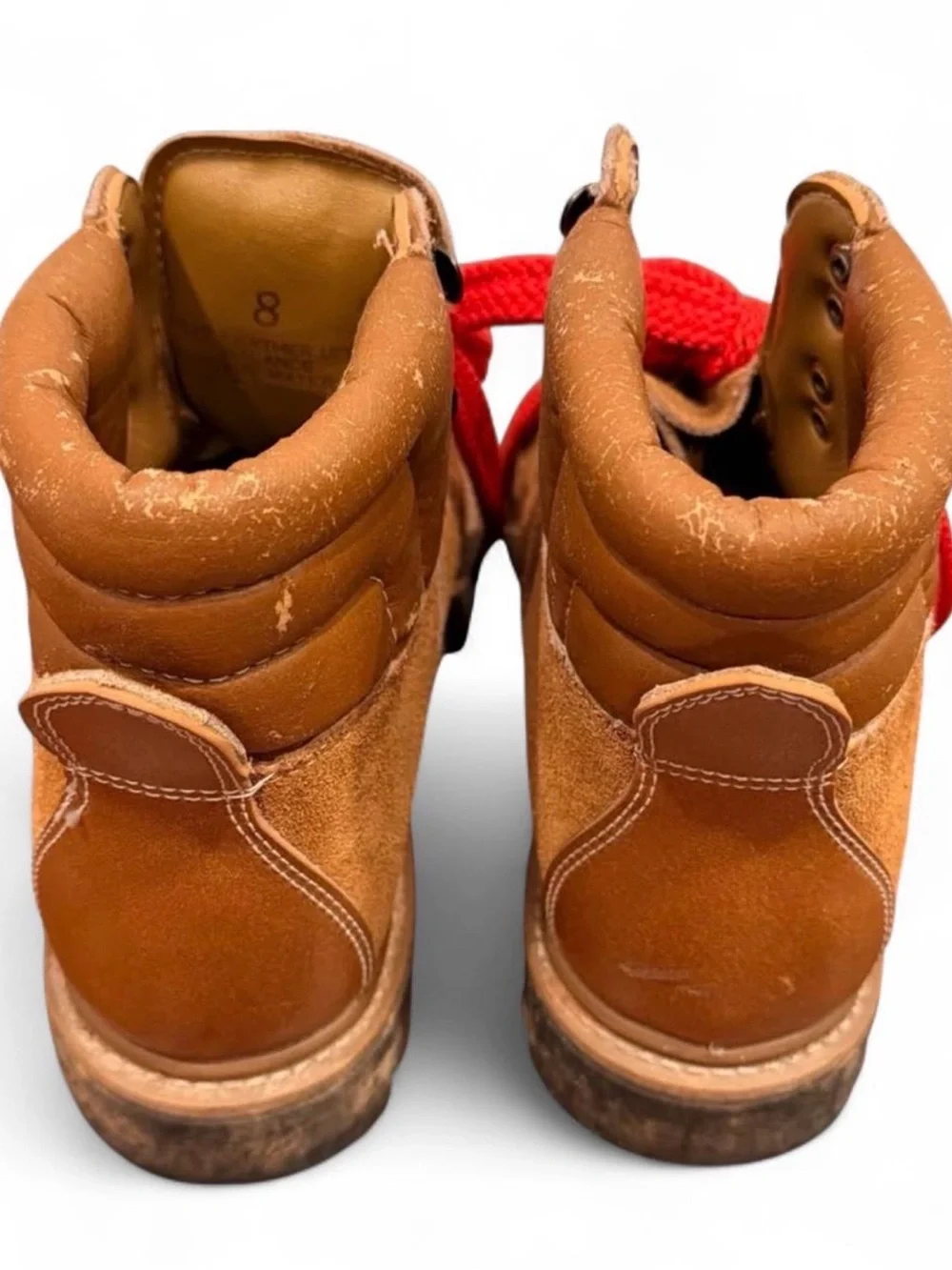 Vintage Women’s Madalena Brown Leather Hiking Ankle Boots Red Laces US 8